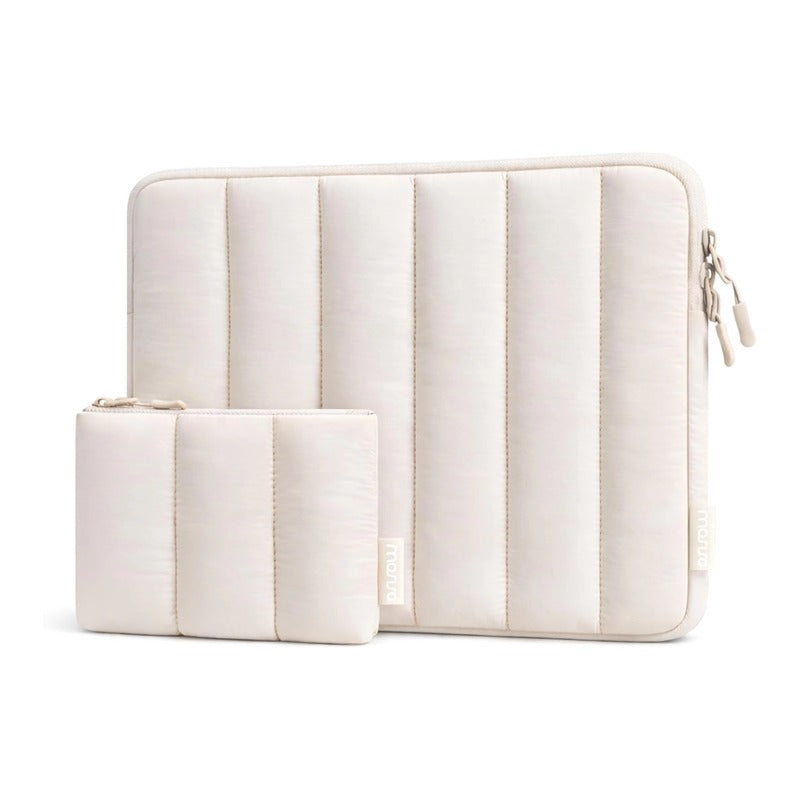 MOSISO Vertical Quilted Puffy Laptop Sleeve, 13.3/14/16 Inch Fit, 3 Layer Padding & Matching Color Accessory Pouch
