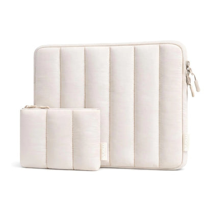 MOSISO Vertical Quilted Puffy Laptop Sleeve, 13.3/14/16 Inch Fit, 3 Layer Padding & Matching Color Accessory Pouch