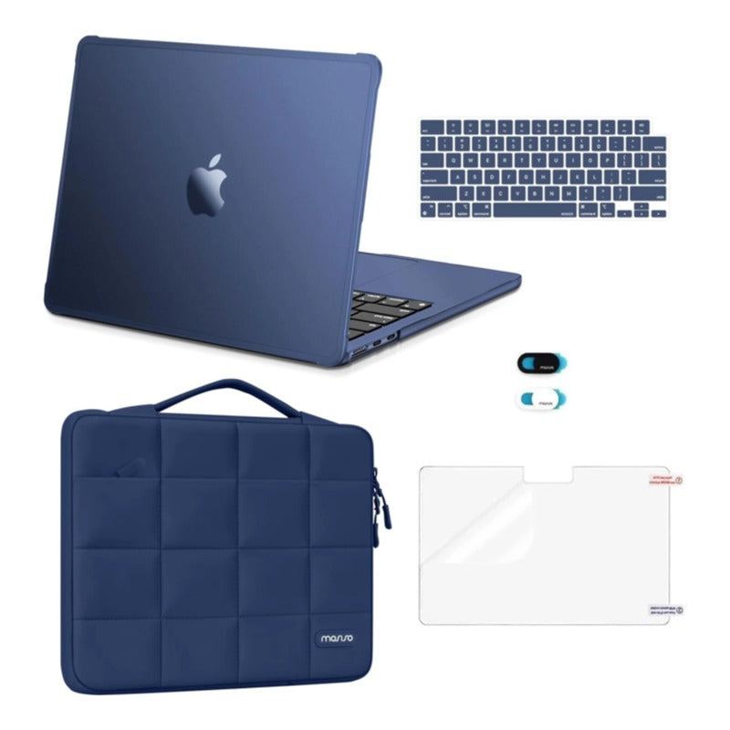 MOSISO 5‑In‑1 Protective Kit for MacBook Air 13‑Inch M2‑M5(A2681/A3113/A3240/A3449),Hard‑Shell,Keyboard‑Covers,Screen‑Film & Webcam‑Cover
