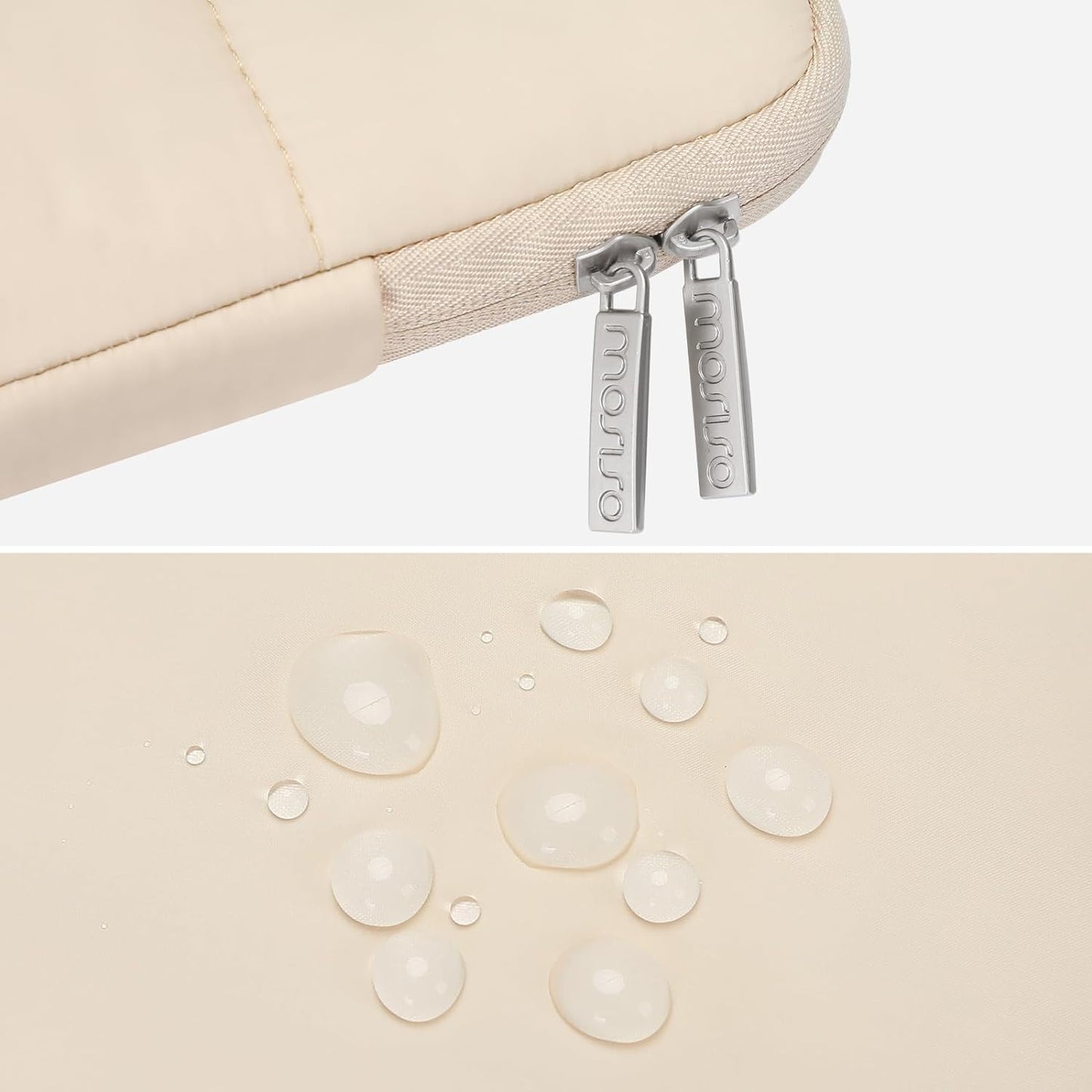 MOSISO Puffy Laptop Sleeve 13-14 inch, Compatible with MacBook Air/Pro 13.3, HP, Dell, Lenovo, Asus Notebook, Rectangle Quilted Puffer Laptop Carrying Case, Laptop Sleeve Case for Women, Sand iMosiso