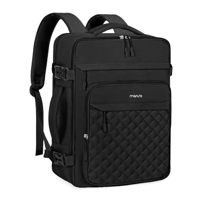 MOSISO 30L Rhombus‑Quilted Flight‑Approved Travel Laptop Backpack for Men Women, Anti‑Theft Backpack with USB Charging Port, Luggage Strap & Bonus Packing Cube