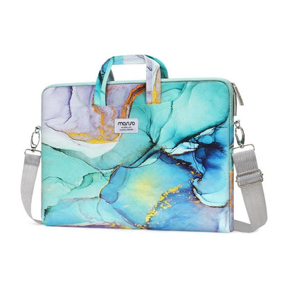 MOSISO Marble‑Pattern Laptop Shoulder Bag Briefcase Sleeve for 13‑Inch MacBook & Notebooks, Multi‑Pocket with Tuck‑Away Handles, Removable Adjustable Shoulder Strap & Back Luggage Strap