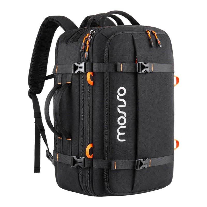 MOSISO 40L Mens Duffel Travel Backpack, 180 Degree Opening, Wet Dry Pocket USB Port and Rear Trolley Strap