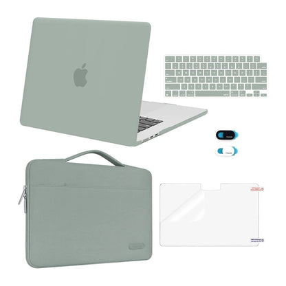 MOSISO 5‑in‑1 Hard‑Shell & Carry‑Sleeve Kit for MacBook Air 15(A3448/A3241/A3114/A2941), Keyboard‑Cover, Screen‑Film & Webcam‑Cover