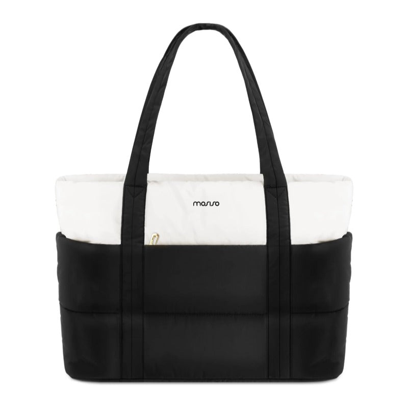 MOSISO Polished Women Quilted Puffy Work Tote Bag, 15-16 Inch Laptop Fit, Multi Segment Pockets & Built In Rear Trolley Sleeve