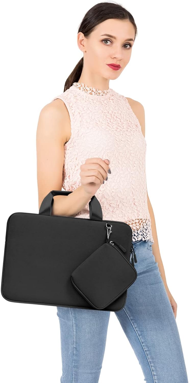 MOSISO Laptop Sleeve Compatible with MacBook Air/Pro, 13-13.3 inch Notebook, Compatible with MacBook Pro 14 inch 2023-2021 A2779 M2 A2442 M1, Neoprene Briefcase Bag with Detachable Small Case, Black iMosiso