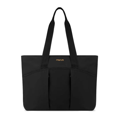 MOSISO Large‑Capacity Canvas Teacher Laptop Tote Bag,15.6‑Inch,Multi‑Pockets & Rear Trolley‑Sleeve
