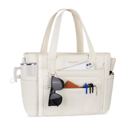 MOSISO Puffy Lightweight Women Laptop Tote Bag,15‑16‑Inch,Built‑In‑Keyring,Side‑Pocket & Rear Trolley‑Sleeve