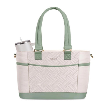 MOSISO Puffy Ultra‑Light Women Work Laptop Tote Bag,15‑16‑Inch,Built‑In‑Keyring,Side‑Pocket & Rear Trolley‑Sleeve