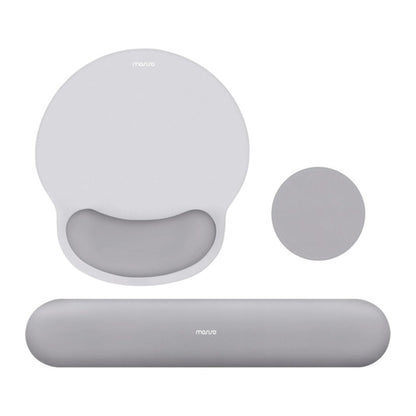 MOSISO Wrist Rest Support for Mouse Pad&Keyboard Set, Circle Curved Ergonomic Mousepad&Coaster Non-Slip Base Home/Office Pain Relief&Easy Typing Pad with Soft Cloth&Silicone Lining
