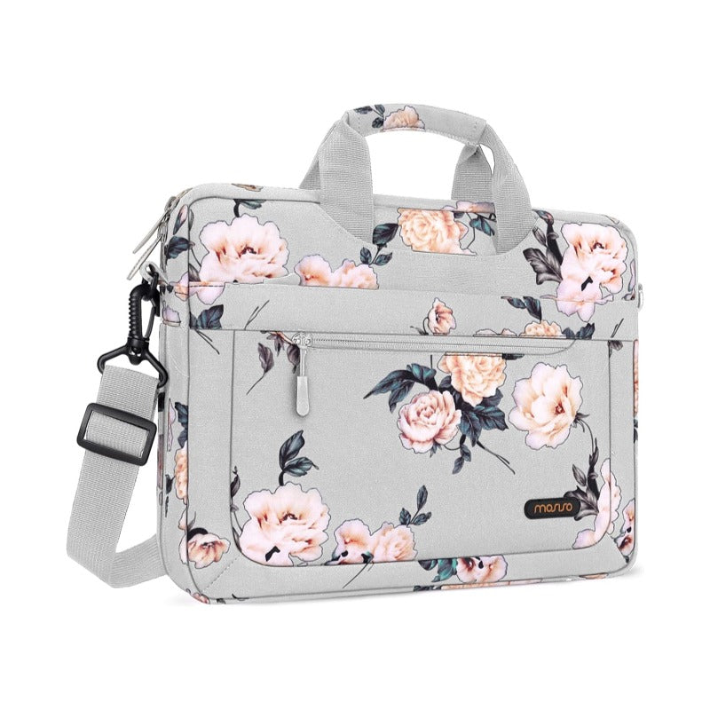 MOSISO Floral Women Laptop Shoulder Sleeve Bag with Adjustable Depth Bottom, Fits 15–16 Inch MacBook Air Pro HP Dell Lenovo Asus Notebook