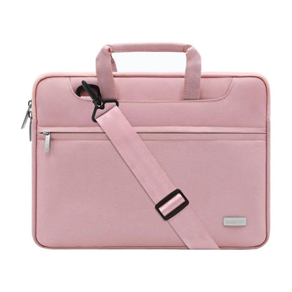 MOSISO 15.6-Inch Polyester Laptop Shoulder Briefcase, Multi-Pockets, Tuck-Away-Handles, Removable-Strap & Rear-Trolley-Sleeve