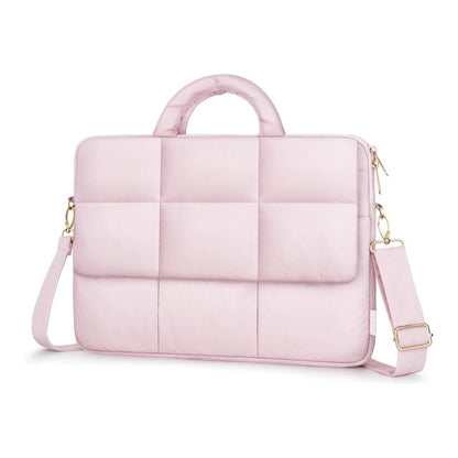 MOSISO Women Puffy Polyester 15.6 Inch Laptop Shoulder Bag, 4 Front Pockets, Removable Adjustable Strap & Rear Trolley Sleeve