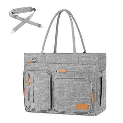 MOSISO Multi-Pocket Teacher Tote Bag, 15.6-Inch Laptop Compatible, USB Charging Port, Insulated Side Pockets & Rear Trolley Sleeve