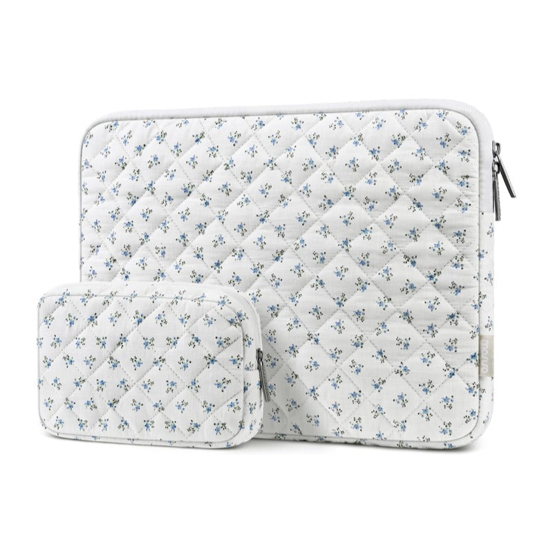 MOSISO Chic Quilted‑Puffy 13‑13.3‑Inch Laptop Sleeve,Soft‑Polyester‑Padded with Coordinating‑Detachable‑Accessory‑Pouch