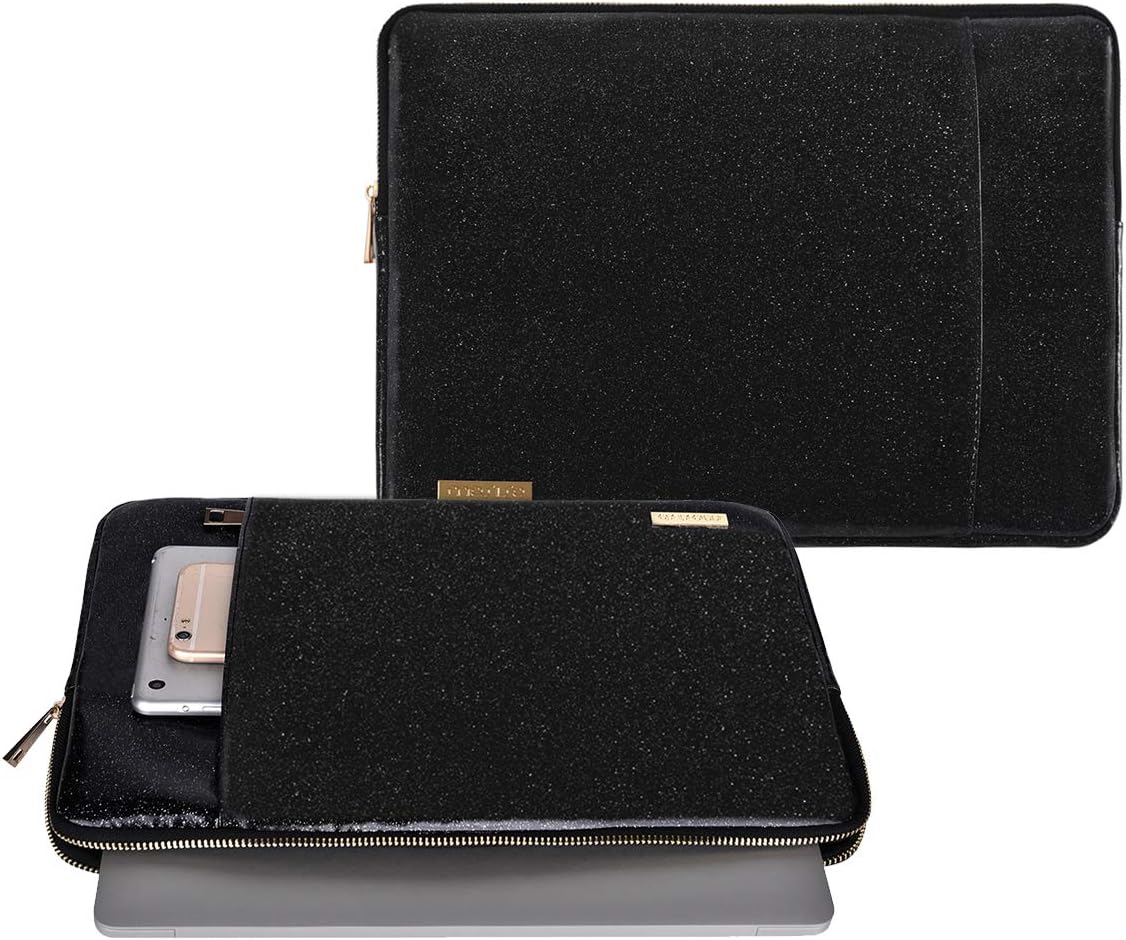 MOSISO Laptop Sleeve Compatible with MacBook Air/Pro,13-13.3 inch Notebook,Compatible with MacBook Pro 14 inch 2023-2021 M2 A2779 A2442 M1, PU Leather Vertical Padded Bag Waterproof Case, Black iMosiso