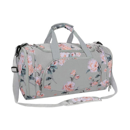 MOSISO Peony Print Sports Duffel Gym Bag with Ventilated Shoe Pocket — Water-Resistant Polyester, Multi-Organizer Pockets & Detachable Strap