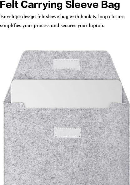 MOSISO Compatible with MacBook Air 13.6 inch Case 2022 2023 Release A2681 M2 Chip Touch ID, Plastic Hard Shell&Flap Felt Sleeve Bag&Keyboard Cover&Screen Protector&Type C Adapter 2 Pack, Clear&Gray iMosiso