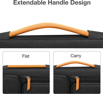 MOSISO 360 Protective Laptop Sleeve Compatible with MacBook Air/Pro, 13-13.3 inch Notebook, Compatible with MacBook Pro 14 inch M2 M1 2023-2021, Side Open Bag with 4 Zipper Pockets&Handle&Belt, Black iMosiso