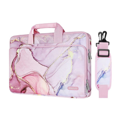 MOSISO 360 Protective Laptop Shoulder Bag Compatible with MacBook Air 13 inch M2 M1 2022-2018 / Pro 13 inch M2 M1 2022-2016, Surface Pro 8/7/6/X/5/4/3,Polyester Sleeve with Belt Marble MO-MBH216