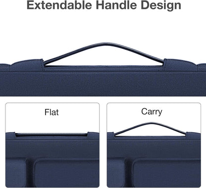 MOSISO 360 Protective Laptop Sleeve Compatible with MacBook Air/Pro, 13-13.3 inch Notebook, Compatible with MacBook Pro 14 inch M2 M1, Side Open Bag with 2 Raised&1 Flapover Pockets&Belt, Navy Blue iMosiso