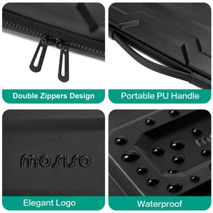 MOSISO 13-16 inch Laptop Case, Waterproof Shockproof Computer Bag | Compatible with MacBook HP Dell | Mechanical Geometric EVA Carrying Sleeve with Handle | Hard Shell | Black