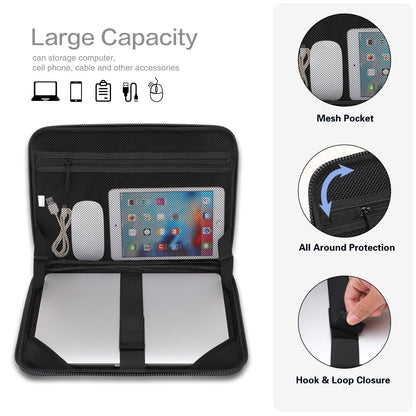 MOSISO 13-16 inch Laptop Case, Waterproof Shockproof Computer Bag | Compatible with MacBook HP Dell | Mechanical Geometric EVA Carrying Sleeve with Handle | Hard Shell | Black