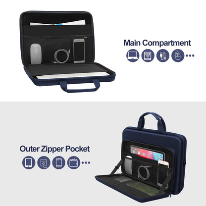 MOSISO 13-17.3 & 14 inch Laptop Hard Case, Shockproof Waterproof | Compatible with MacBook HP Dell | Carrying Sleeve Computer Bag | with Sturdy Handle & Front Pocket & Belt | Navy Blue