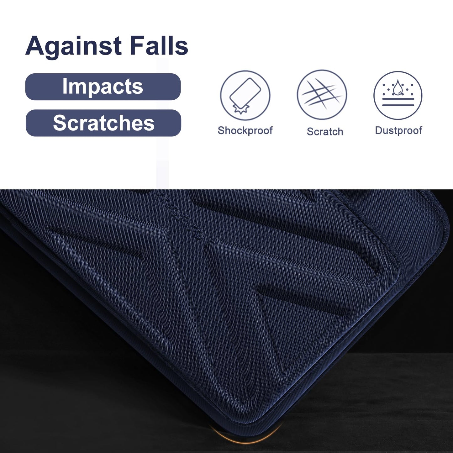 MOSISO 13-17.3 & 14 inch Laptop Hard Case, Shockproof Waterproof | Compatible with MacBook HP Dell | Carrying Sleeve Computer Bag | with Sturdy Handle & Front Pocket & Belt | Navy Blue