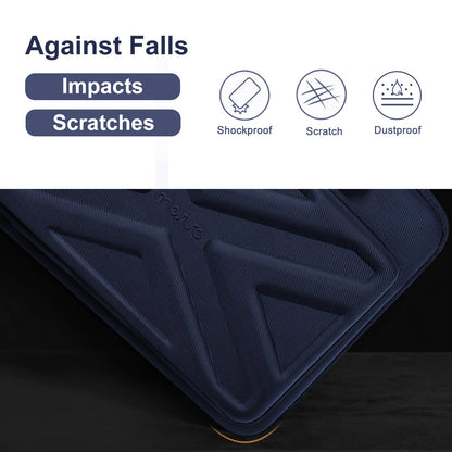 MOSISO 13-17.3 & 14 inch Laptop Hard Case, Shockproof Waterproof | Compatible with MacBook HP Dell | Carrying Sleeve Computer Bag | with Sturdy Handle & Front Pocket & Belt | Navy Blue
