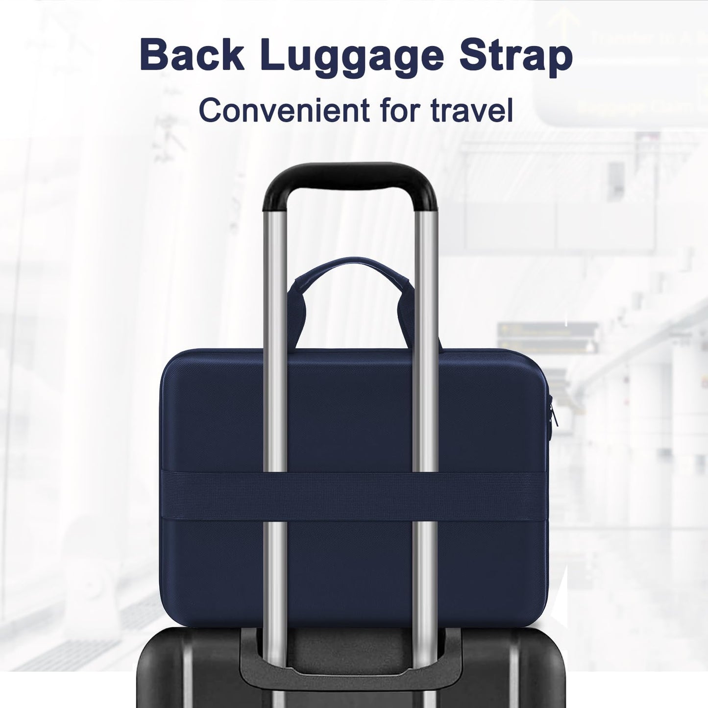 MOSISO 13-17.3 & 14 inch Laptop Hard Case, Shockproof Waterproof | Compatible with MacBook HP Dell | Carrying Sleeve Computer Bag | with Sturdy Handle & Front Pocket & Belt | Navy Blue