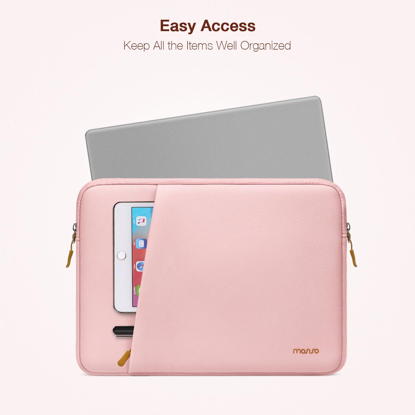 MOSISO 13.3 inch Laptop Case/Sleeve Compatible with MacBook Air | Pro 13/Pro 14 | HP Dell ASUS Lenovo Notebook | Portable Neoprene Carrying Computer Bag | with Bevel Pocket | Pink