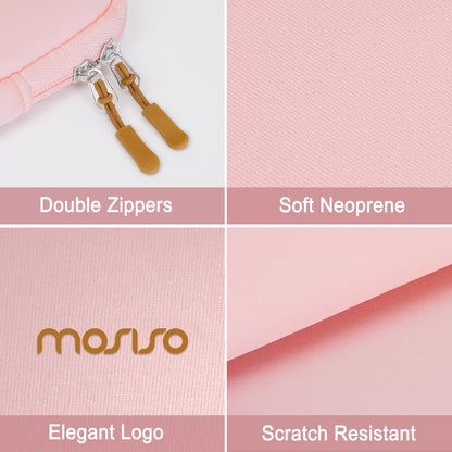 MOSISO 13.3 inch Laptop Case/Sleeve Compatible with MacBook Air | Pro 13/Pro 14 | HP Dell ASUS Lenovo Notebook | Portable Neoprene Carrying Computer Bag | with Bevel Pocket | Pink