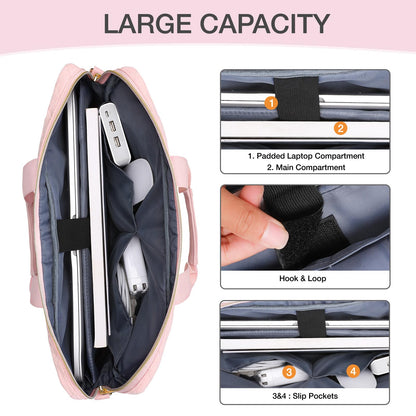 MOSISO 13.3-17.3 inch Laptop Bag, Briefcase for Women&Men,Square Quilted Computer Messenger Bag Office Travel Business with 3 Pockets&Strap iMosiso