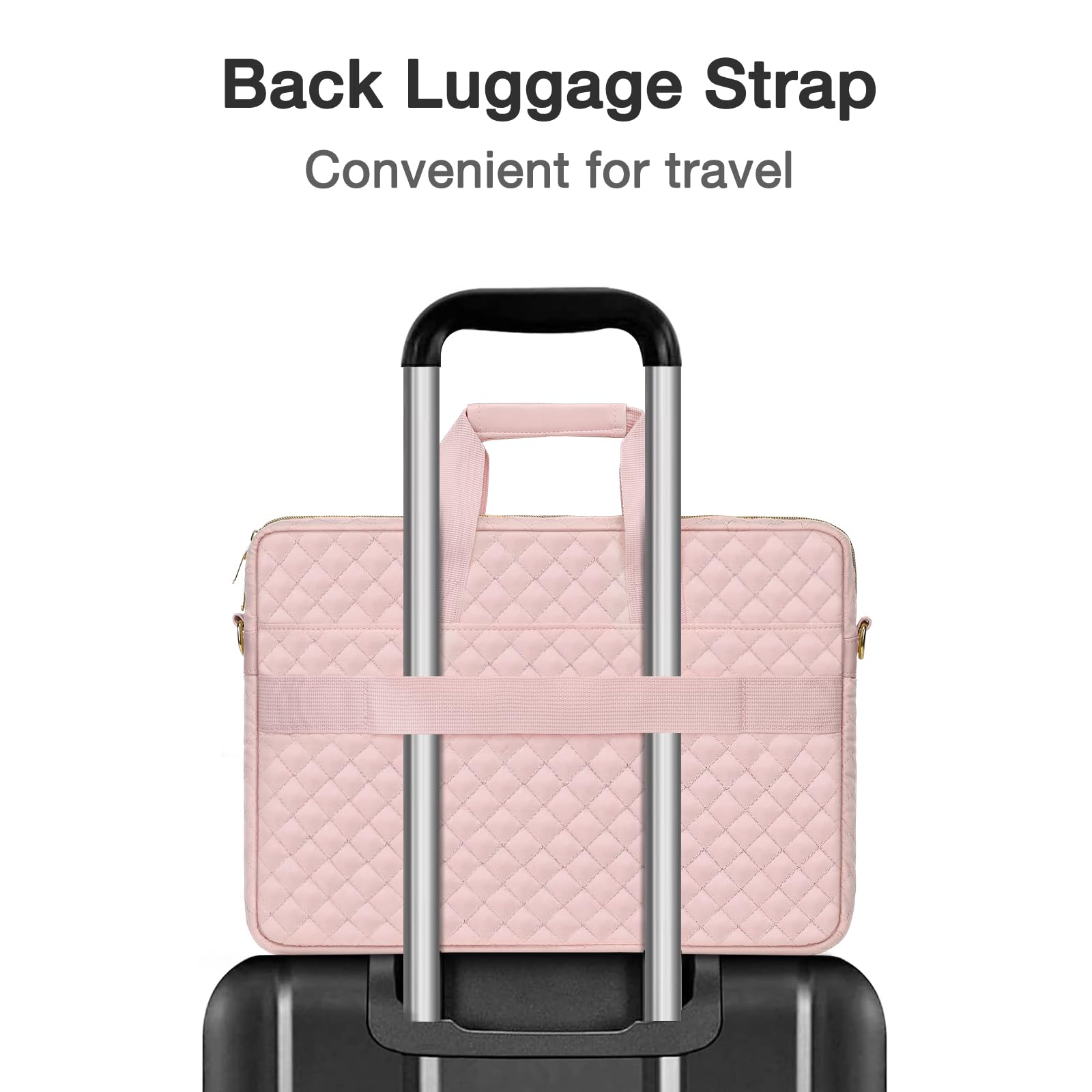 MOSISO 13.3-17.3 inch Laptop Bag, Briefcase for Women&Men,Square Quilted Computer Messenger Bag Office Travel Business with 3 Pockets&Strap iMosiso