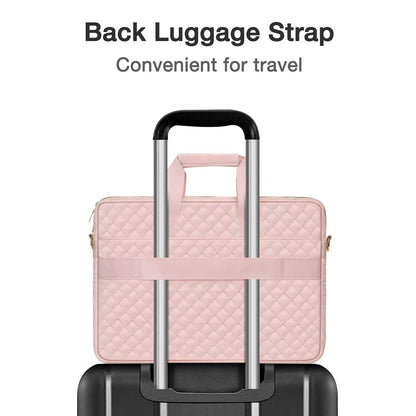 MOSISO 13.3-17.3 inch Laptop Bag, Briefcase for Women&Men,Square Quilted Computer Messenger Bag Office Travel Business with 3 Pockets&Strap iMosiso