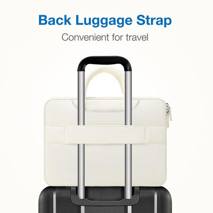 MOSISO 13-16 inch Laptop Case, Puffy Sleeve for MacBook Air/Pro | Compatible with HP Acer Dell ASUS Lenovo | Rectangle Quilted Computer Bag | with Handle & Flower Pendant | Sand Color