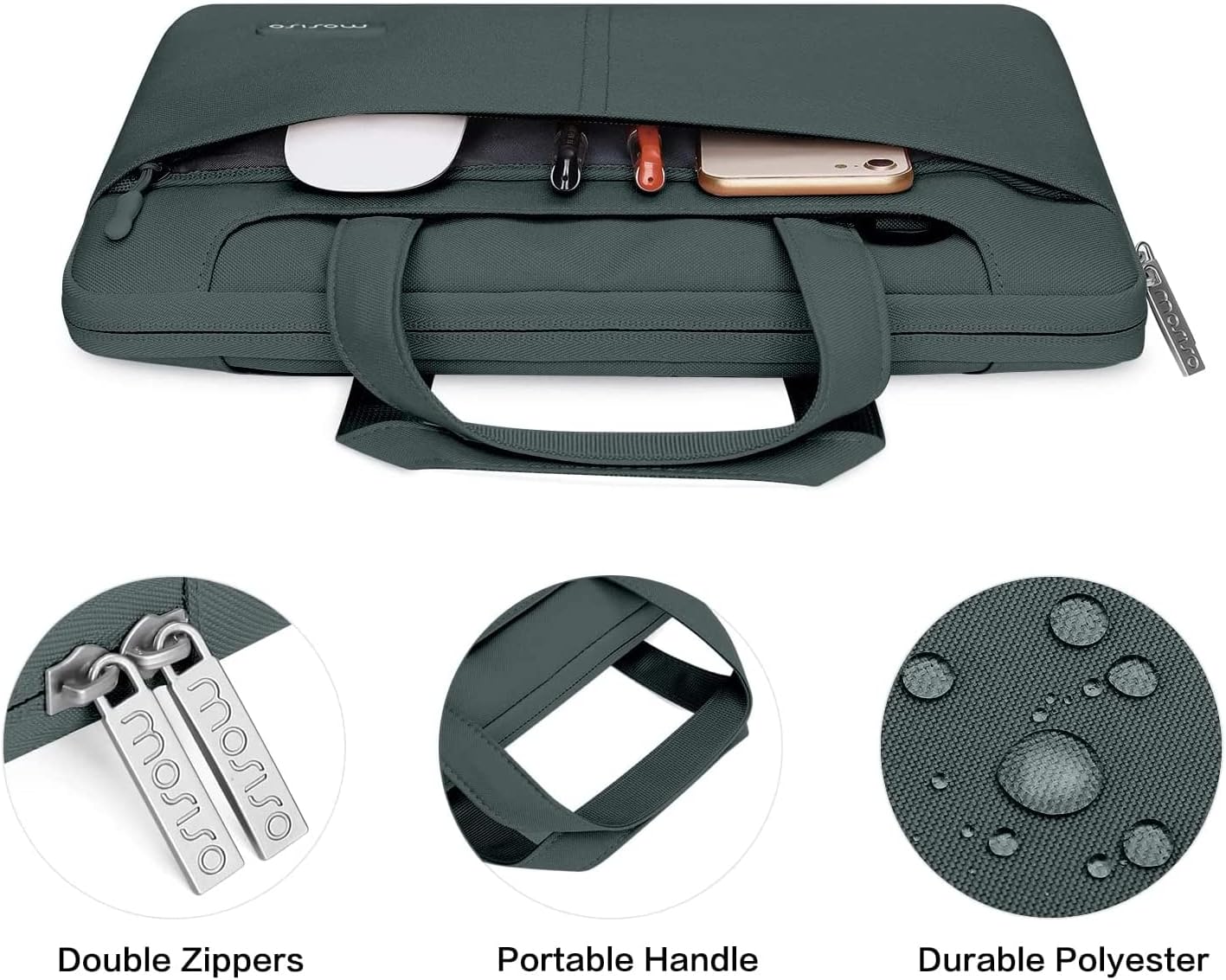 MOSISO Compatible with MacBook Pro 13 inch Case M2 2023, 2022-2016 A2338 M1 A2251 A2289 A2159 A1989 A1708 A1706, Plastic Hard Case&Shoulder Bag&Keyboard Skin&Screen Protector&Storage Bag,Emerald Green iMosiso