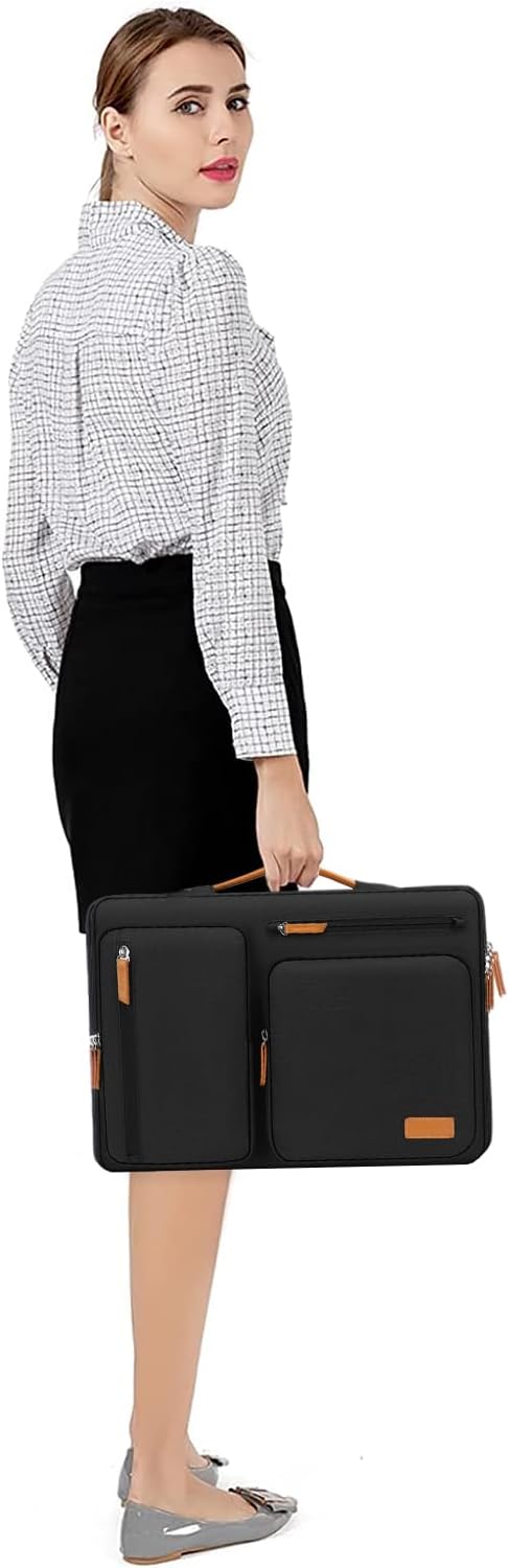 MOSISO 360 Protective Laptop Sleeve Compatible with MacBook Air/Pro, 13-13.3 inch Notebook, Compatible with MacBook Pro 14 inch M2 M1 2023-2021, Side Open Bag with 4 Zipper Pockets&Handle&Belt, Black iMosiso