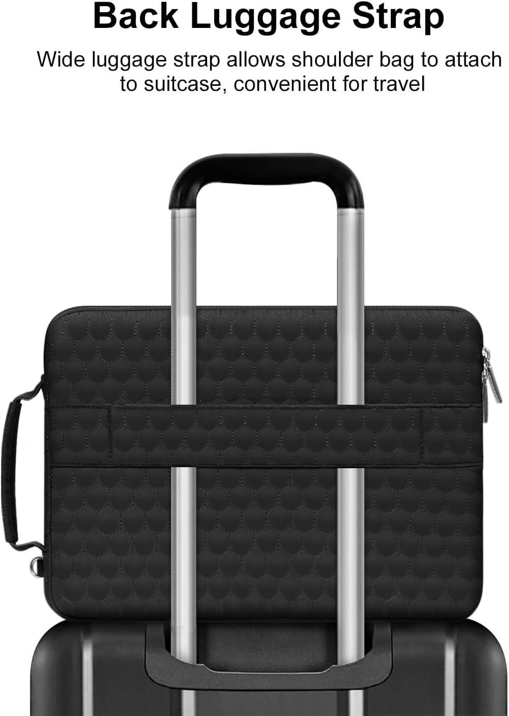 MOSISO Laptop Sleeve Compatible with MacBook Air/Pro, 13-13.3 inch Notebook, Compatible with MacBook Pro 14 inch M3 M2 M1 Chip 2023-2021, Hexagon Vertical Bag with Small Case&Side Handle&Belt, Black iMosiso