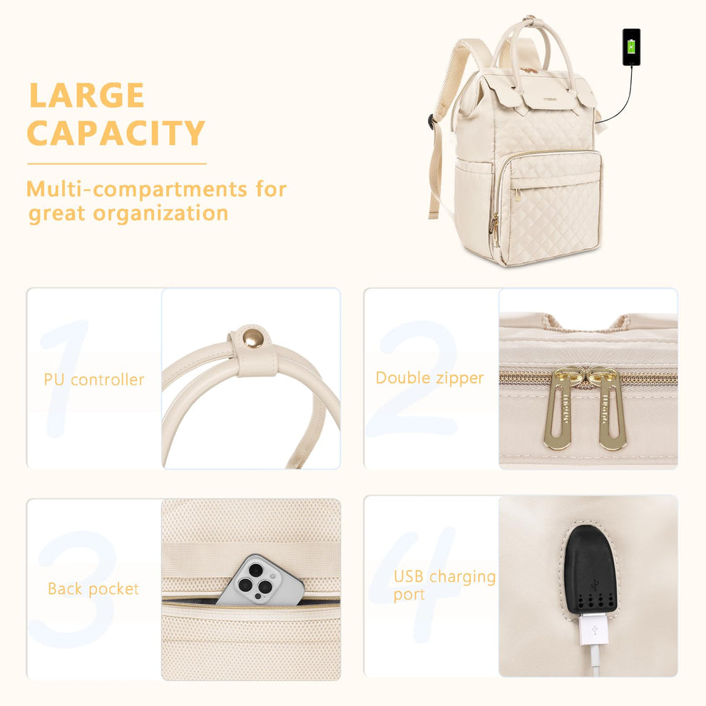 MOSISO Laptop Backpack for Women Men, 15-15.6 inch Rhombus Quilted Fli ...