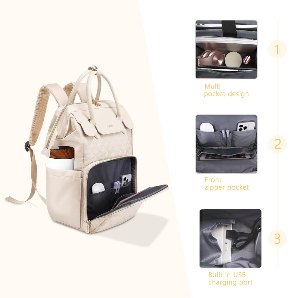 MOSISO Laptop Backpack for Women Men, 15-15.6 inch Rhombus Quilted Fli ...