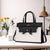 MOSISO Laptop Tote Bag, 15.6 inch PU Leather Flapover Pocket Tote Bag & Clutch Purse, Work Bag with Bowknot for Women, Waterproof Computer Briefcase for Business Office, Black
