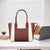 MOSISO Laptop Tote Bag for Women, 15.6 inch PU Leather Work Bag with Double Weave Strips & Clutch Purse, Waterproof Computer Briefcase Shoulder Handbag for Business Office, Brown