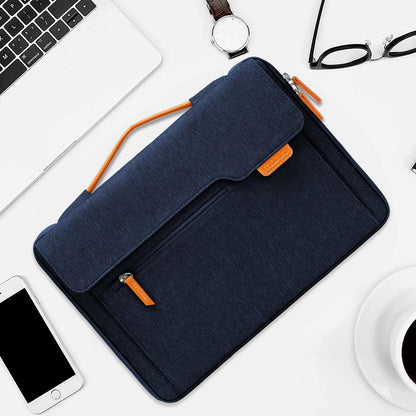 MOSISO 360 Protective Laptop Shoulder Bag, 15-15.6 inch Computer Bag Compatible with MacBook Pro 16, HP, Dell, Lenovo, Asus Notebook,Flapover Sleeve with Fully Open Zipper&Handle&Pockets, Navy Blue iMosiso