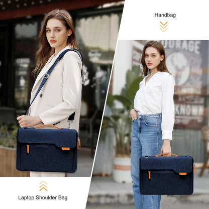 MOSISO 360 Protective Laptop Shoulder Bag, 15-15.6 inch Computer Bag Compatible with MacBook Pro 16, HP, Dell, Lenovo, Asus Notebook,Flapover Sleeve with Fully Open Zipper&Handle&Pockets, Navy Blue iMosiso