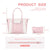 MOSISO Laptop Tote Bag for Women, 15.6 inch PU Leather Work Bag with Double Weave Strips & Clutch Purse, Waterproof Computer Briefcase Shoulder Handbag for Business Office, Pink