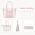 MOSISO Laptop Tote Bag for Women, 15.6 inch PU Leather Work Bag with Double Weave Strips & Clutch Purse, Waterproof Computer Briefcase Shoulder Handbag for Business Office, Pink