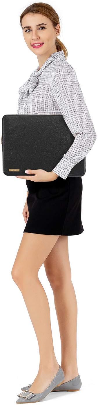 MOSISO Laptop Sleeve Compatible with MacBook Air/Pro,13-13.3 inch Notebook,Compatible with MacBook Pro 14 inch 2023-2021 M2 A2779 A2442 M1, PU Leather Vertical Padded Bag Waterproof Case, Black iMosiso