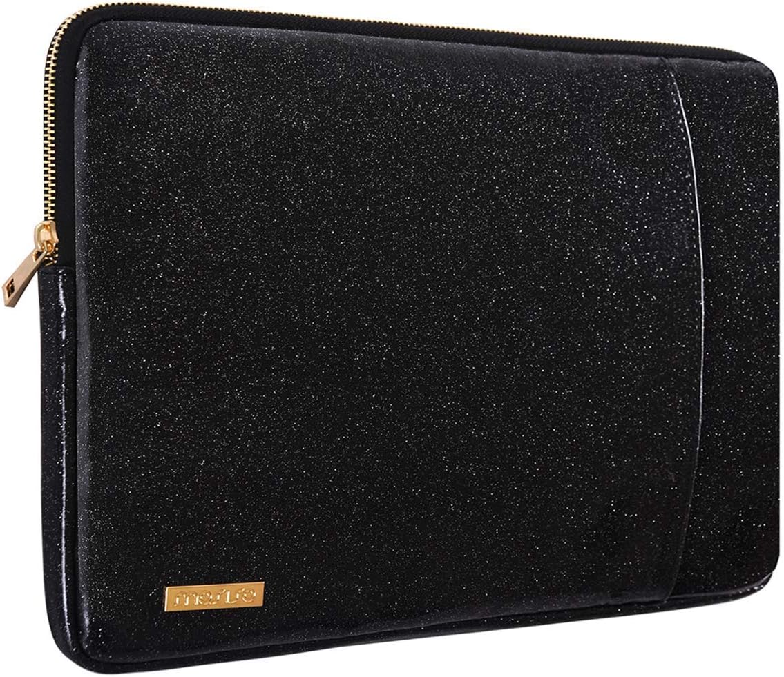 MOSISO Laptop Sleeve Compatible with MacBook Air/Pro,13-13.3 inch Notebook,Compatible with MacBook Pro 14 inch 2023-2021 M2 A2779 A2442 M1, PU Leather Vertical Padded Bag Waterproof Case, Black iMosiso